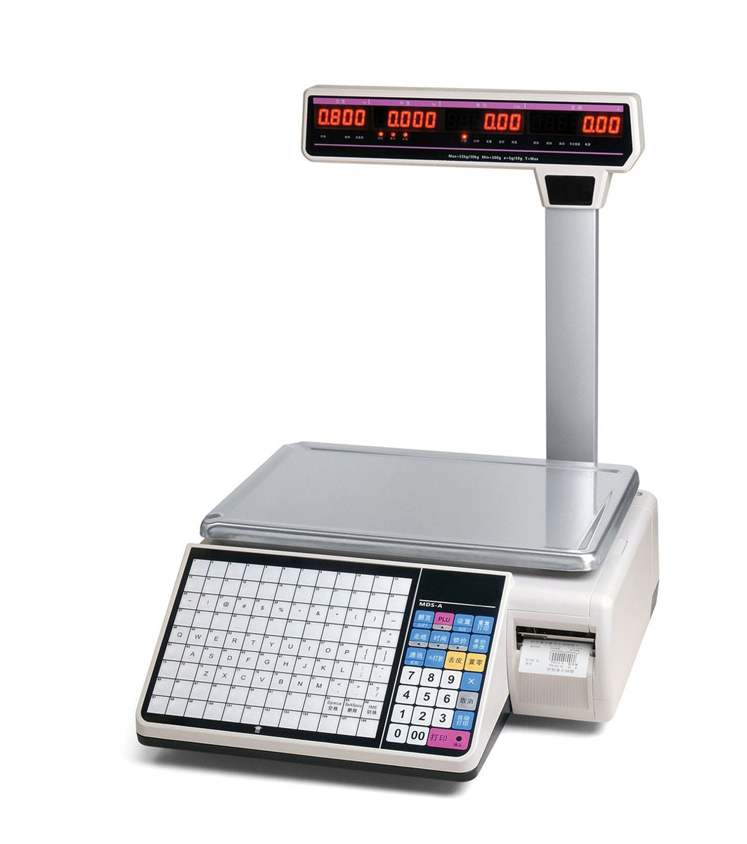 HS-A01 Label Scale - 6000 PLUs, LED Display, Thermal Printing for Supermarket/Deli/Food Shop
